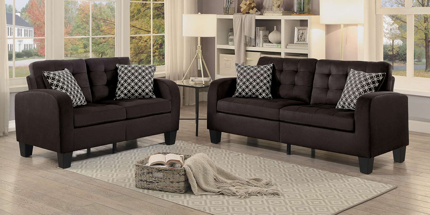 Homelegance Sinclair Sofa Set - Chocolate Fabric