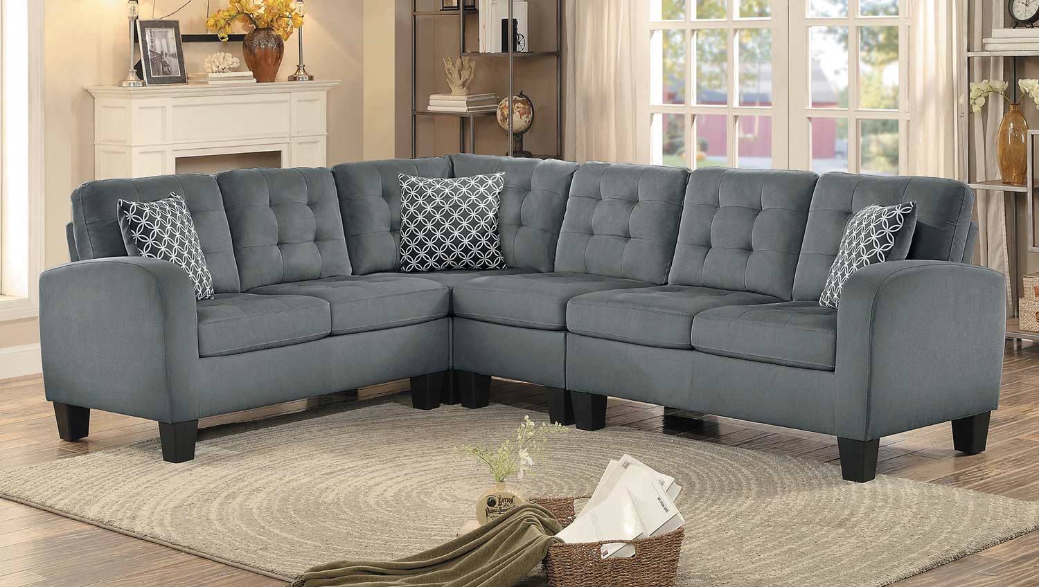 Homelegance Sinclair Reversible Sectional Sofa - Gray Fabric