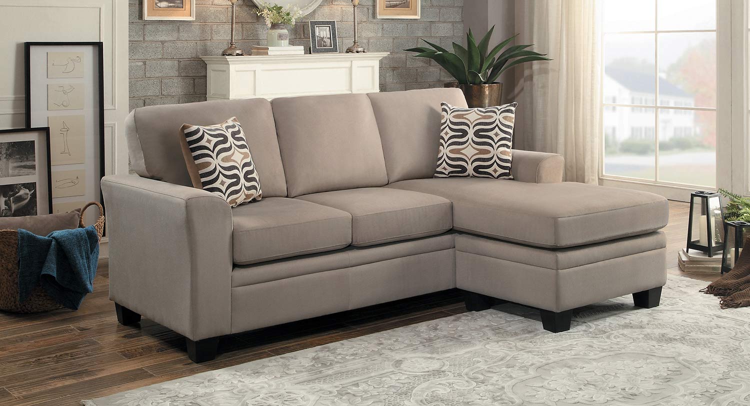 Homelegance Synnove Reversible Sectional Sofa - Light Brown Fabric