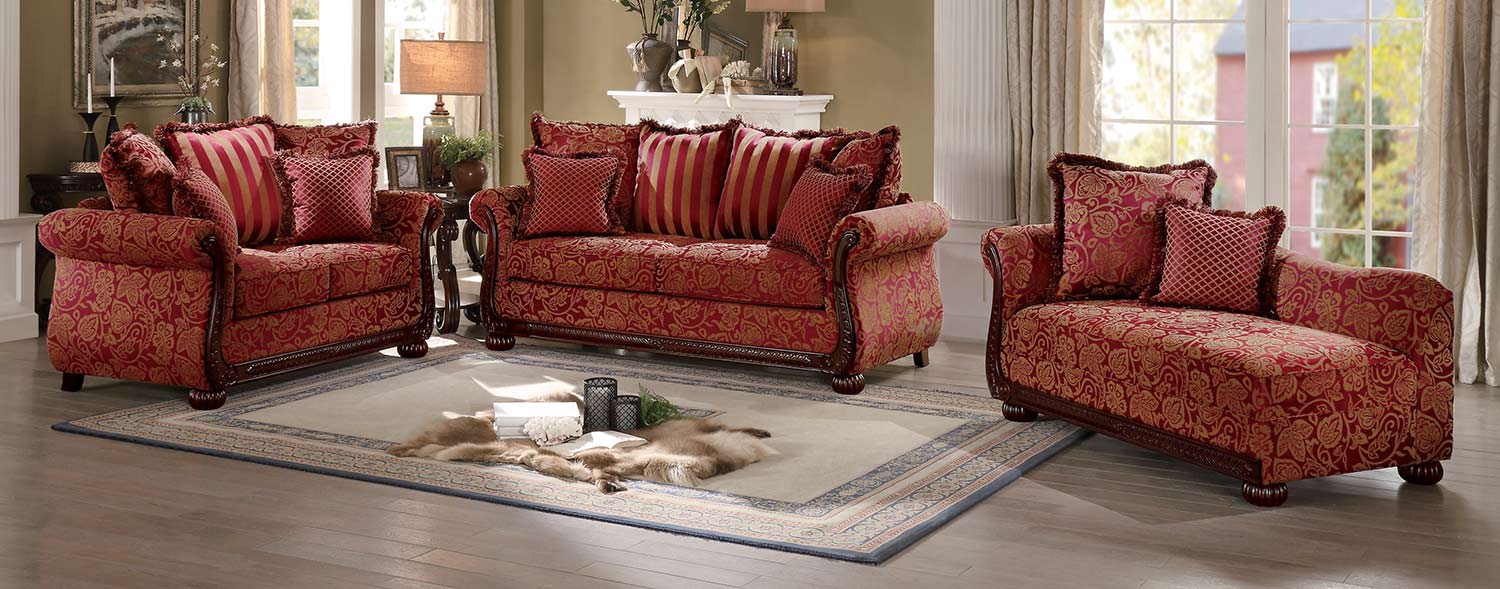 Homelegance Grande Isle Sofa Set - Red Printed Fabric ...