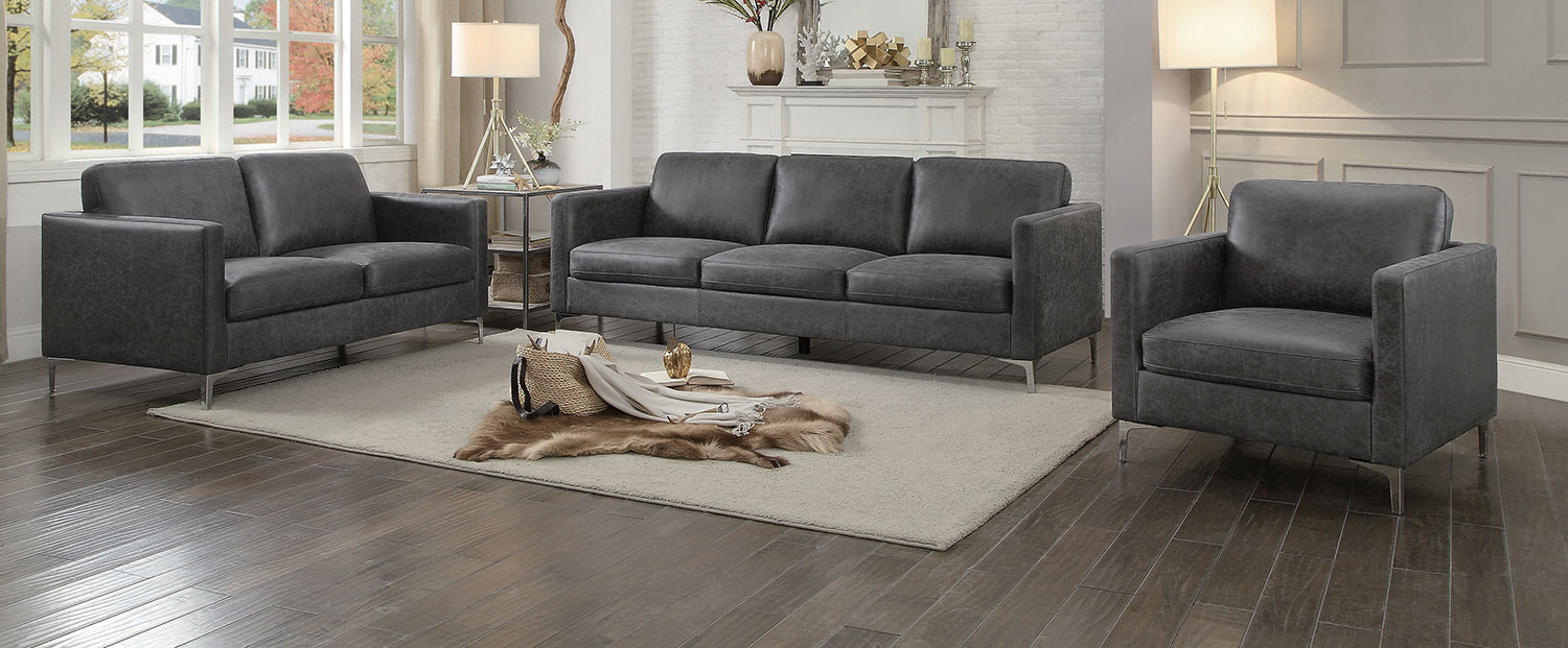 Homelegance Breaux Sofa Set - Gray Fabric