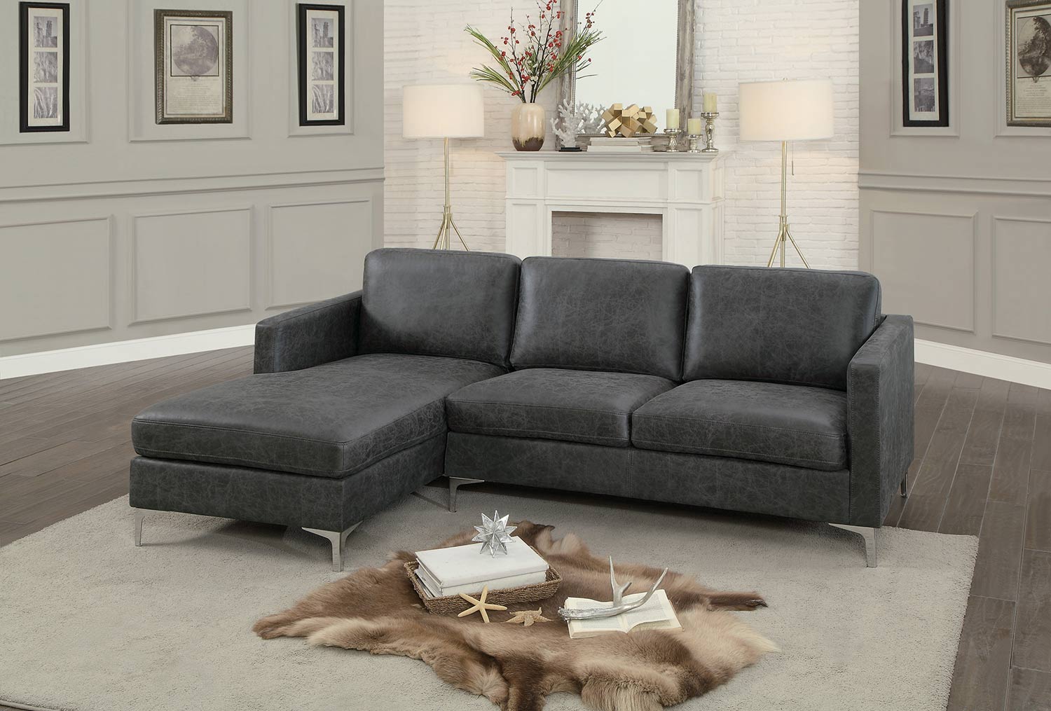 Homelegance Breaux Sectional Sofa - Gray Fabric