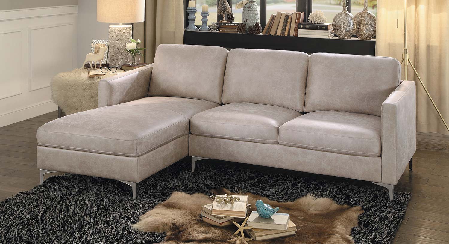 Homelegance Breaux Sectional Sofa - Sesame Fabric
