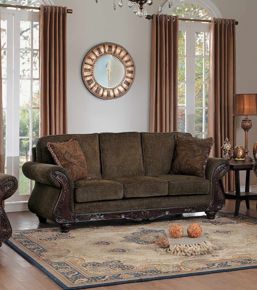 Homelegance Mandeville Sofa Set Brown Chenille 8239 Sofa Set At