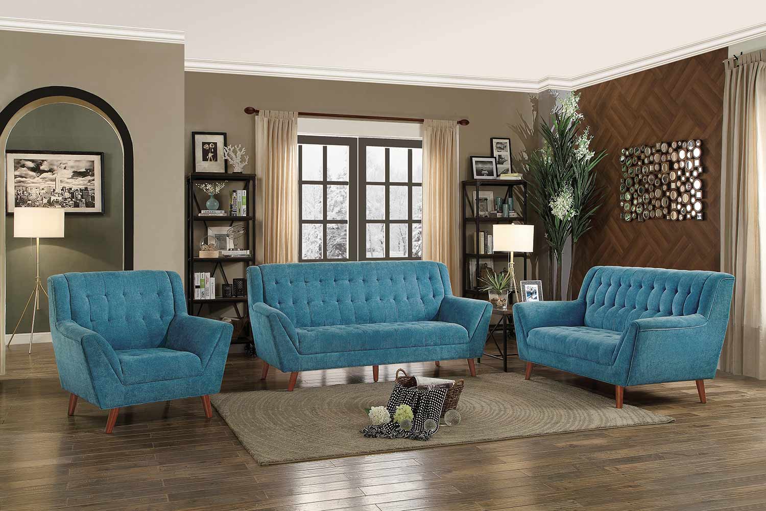 Homelegance Erath Sofa Set - Blue Fabric