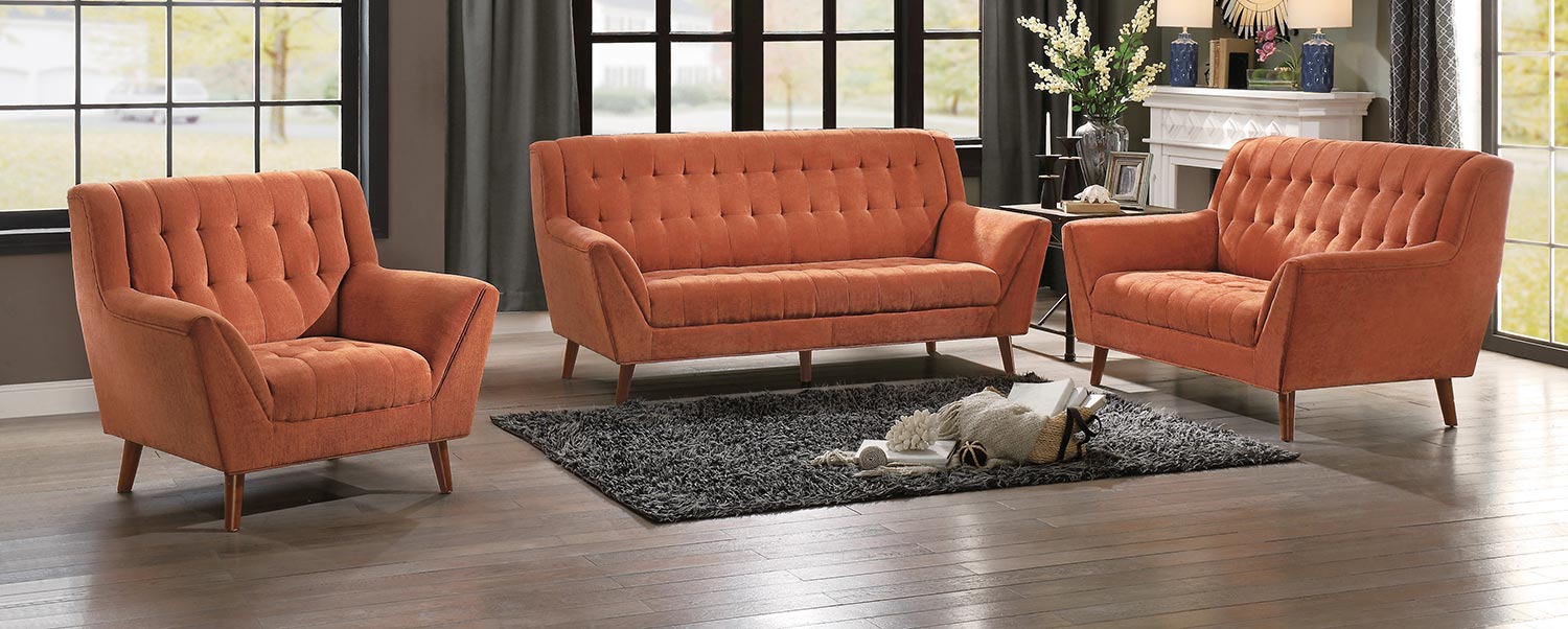 Homelegance Erath Sofa Set - Orange Fabric