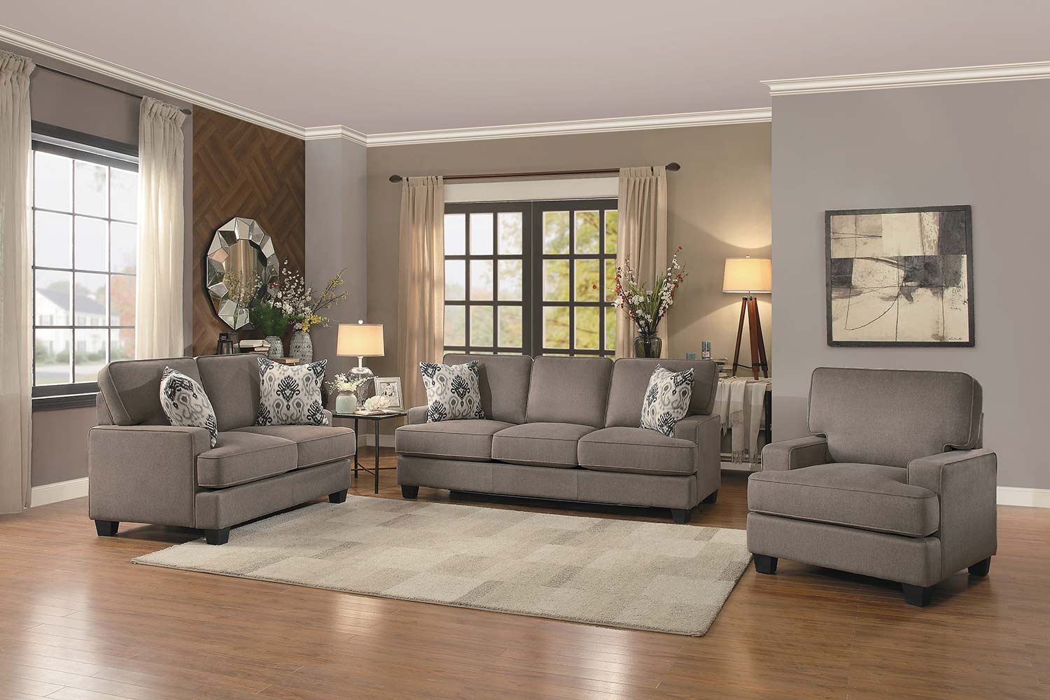 Homelegance Kenner Sofa Set - Brown Fabric