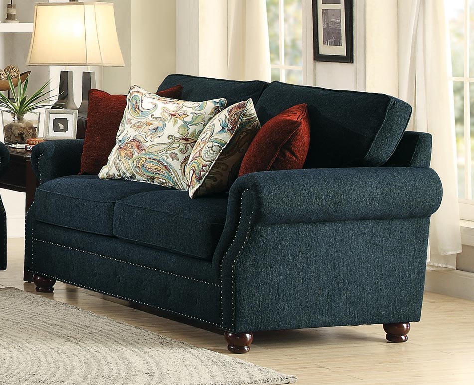 Homelegance Summerson Love Seat - Polyester - Navy