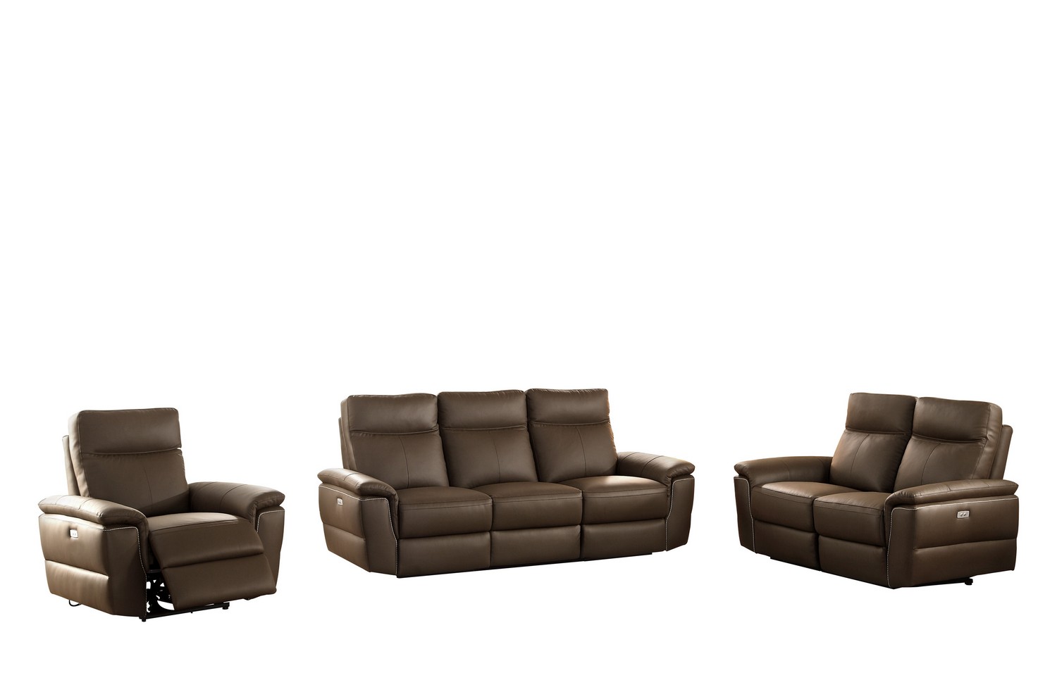 Homelegance Olympia Power Reclining Sofa Set - Top Grain Leather Match - Raisin