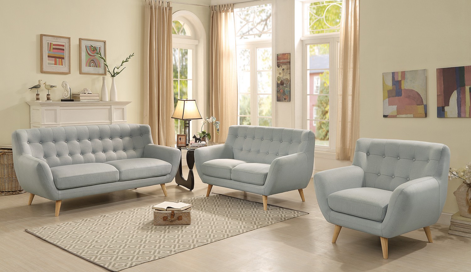 Homelegance Anke Sofa Set - Polyester - Light Grey