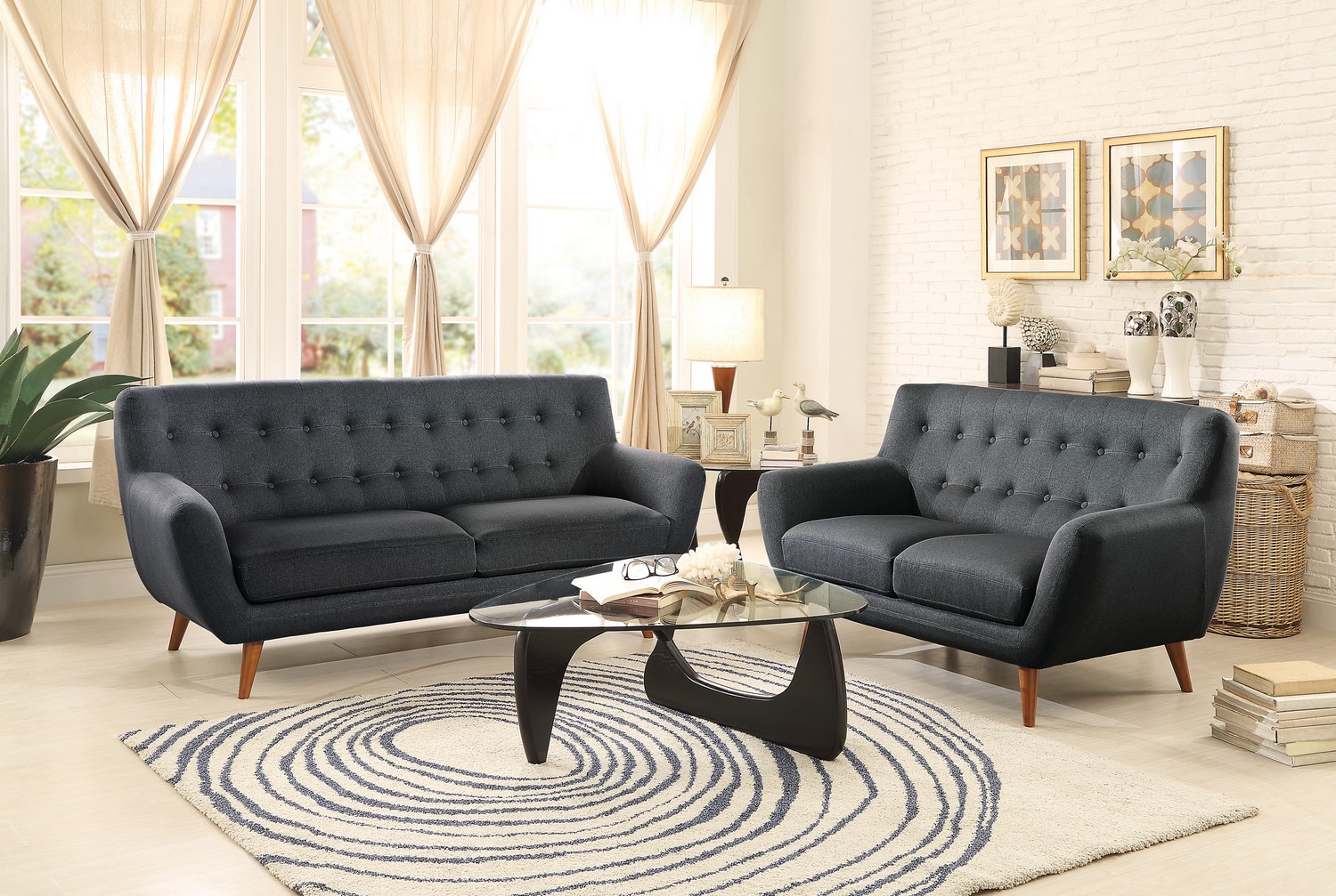 Homelegance Anke Sofa Set - Polyester - Dark Grey Homelegance Anke Sofa Set - Polyester - Dark Grey