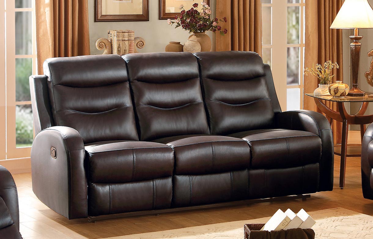 Homelegance Coppins Double Reclining Sofa - Top Grain Leather Match - Chocolate