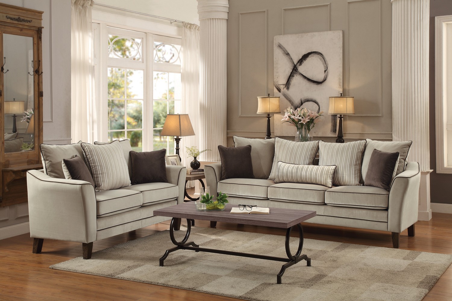 Homelegance Ouray Sofa Set - Pebble Textured Velvet