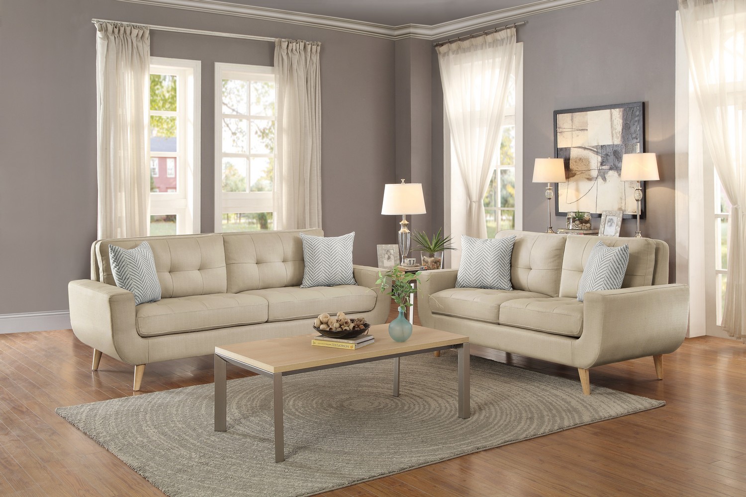 Homelegance Deryn Sofa Set - Polyester - Beige Homelegance Deryn Sofa Set - Polyester - Beige