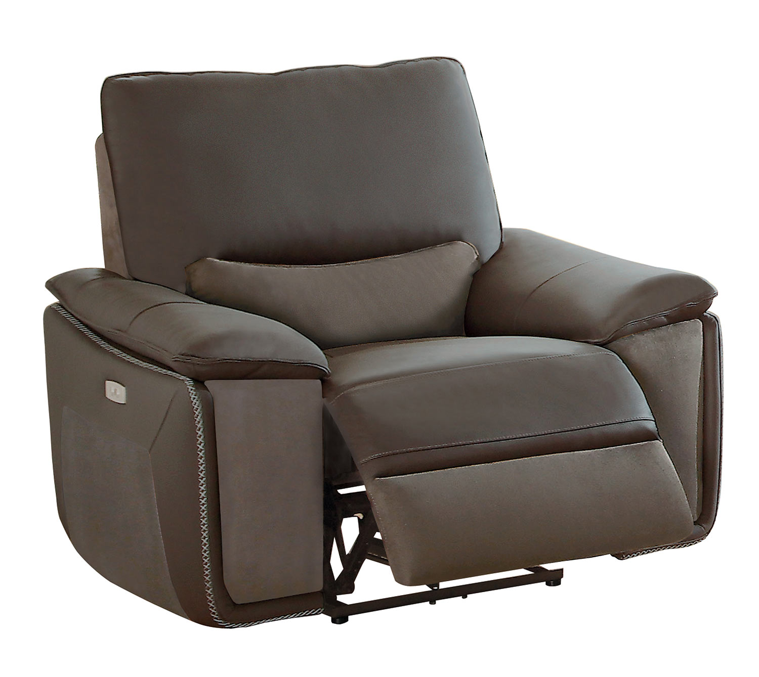 Homelegance Corazon Power Reclining Chair - Navy Gray Top Grain Leather/Fabric
