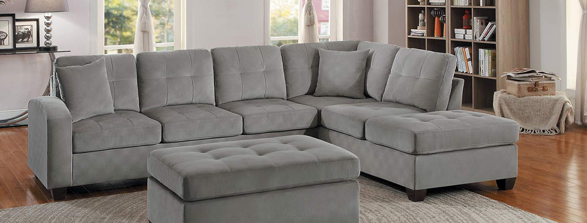 Homelegance Emilio Reversible Sectional Sofa - Taupe Fabric