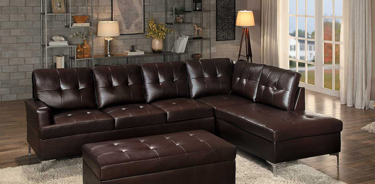 Homelegance Barrington Sectional Sofa - Brown Bi-Cast Vinyl