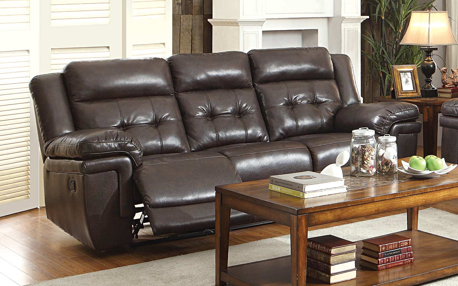 Homelegance Anniston Reclining Sofa Set Dark Brown 8407SOFASET at
