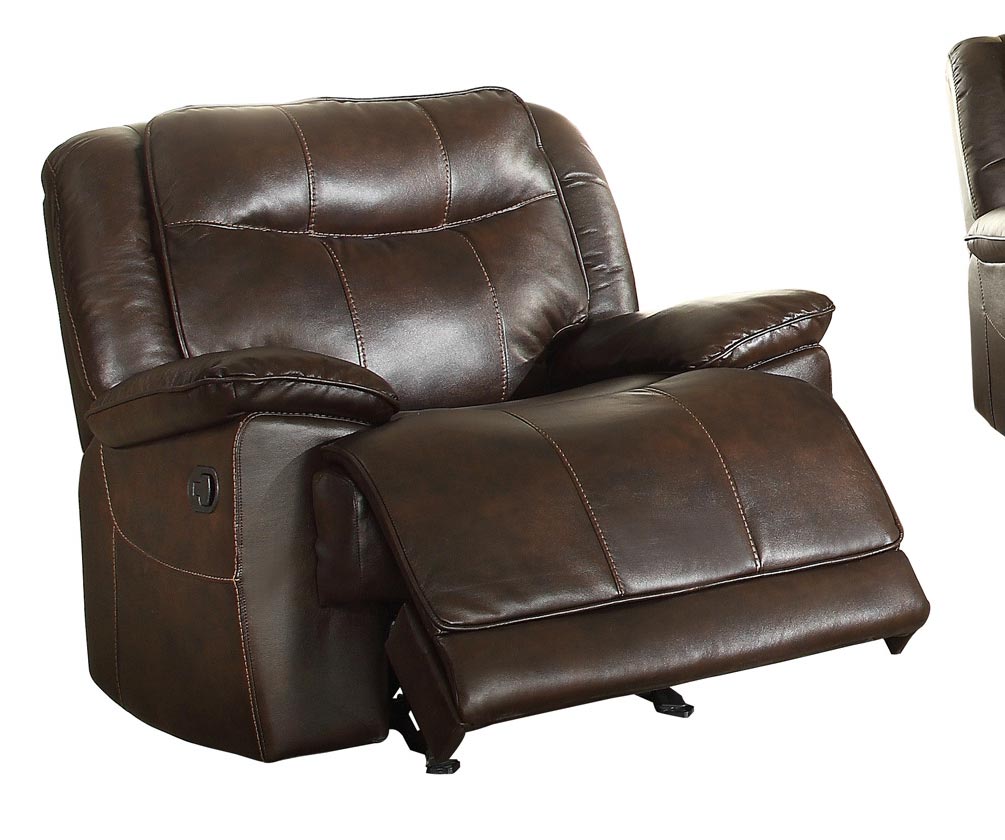Homelegance Wasola Glider Reclining Chair - Leather Gel Match - Dark Brown