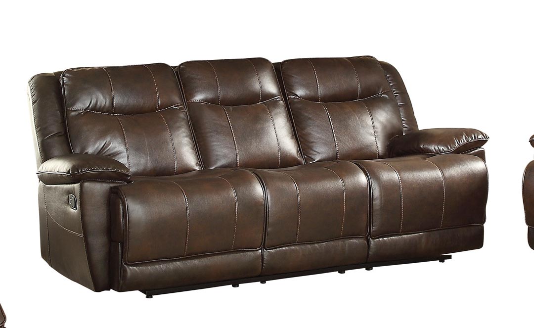 Homelegance Wasola Triple Reclining Sofa - Leather Gel Match - Dark Brown
