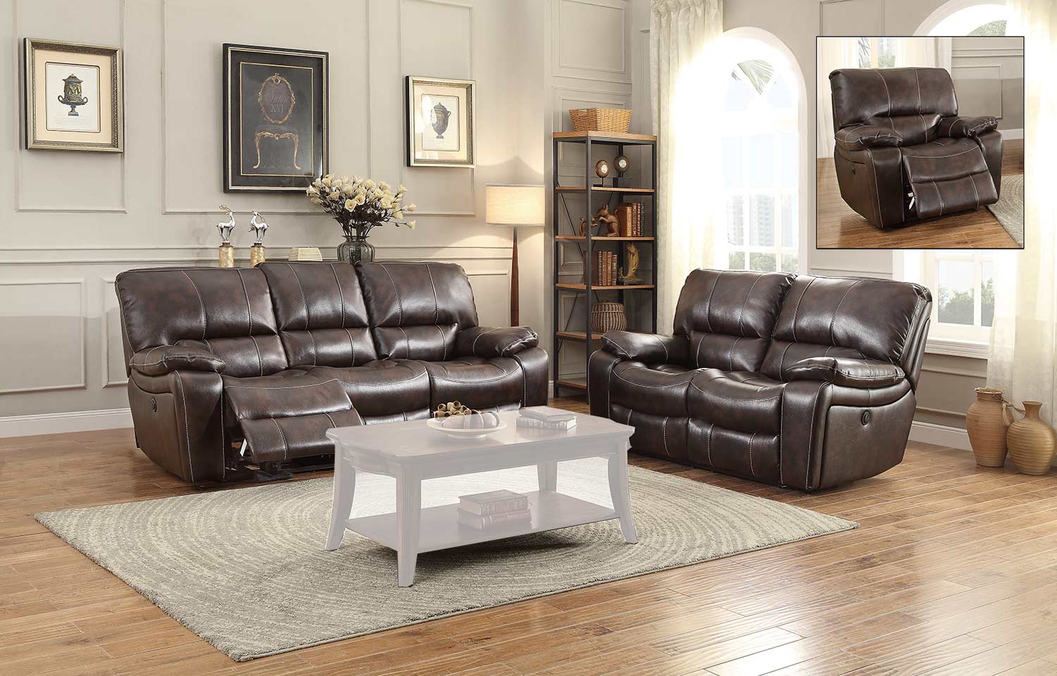 Homelegance Timkin Power Reclining Sofa Set - Dark Brown