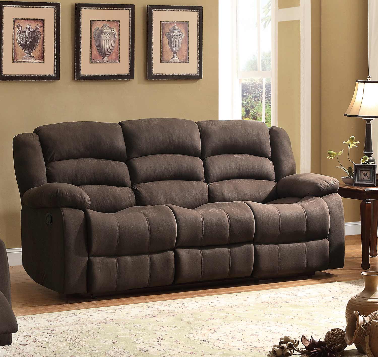 Homelegance Greenville Double Reclining Sofa - Chocolate