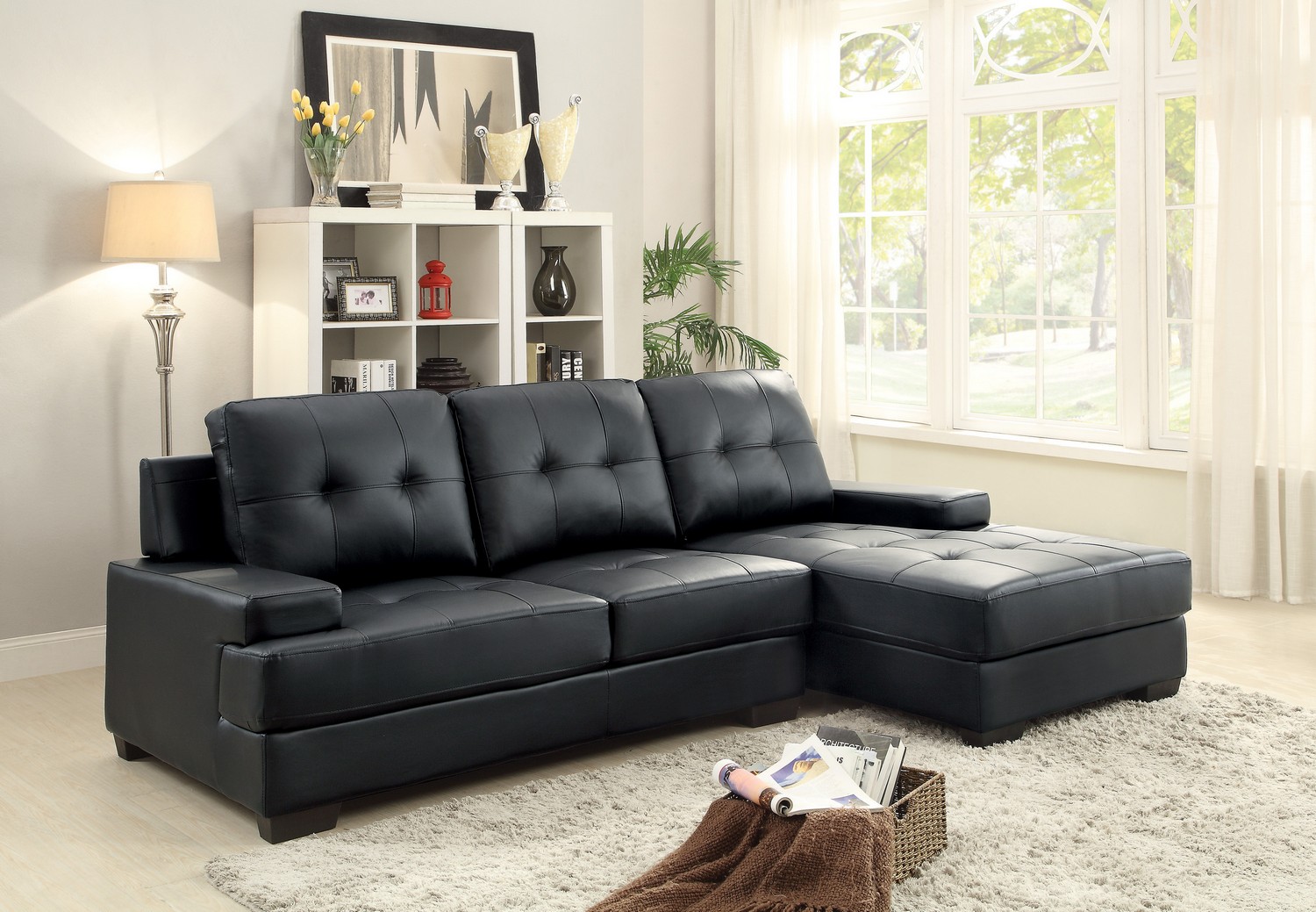 Homelegance Grenoble Sectional Sofa Set - Bi-Cast Vinyl - Black 8440BK ...