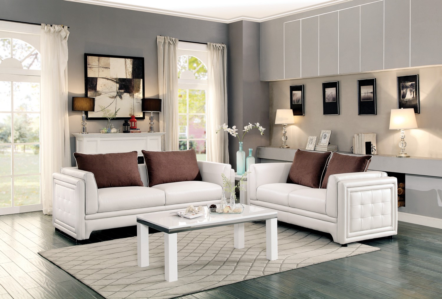 Homelegance Azure Sofa Set - Faux Leather - Off White