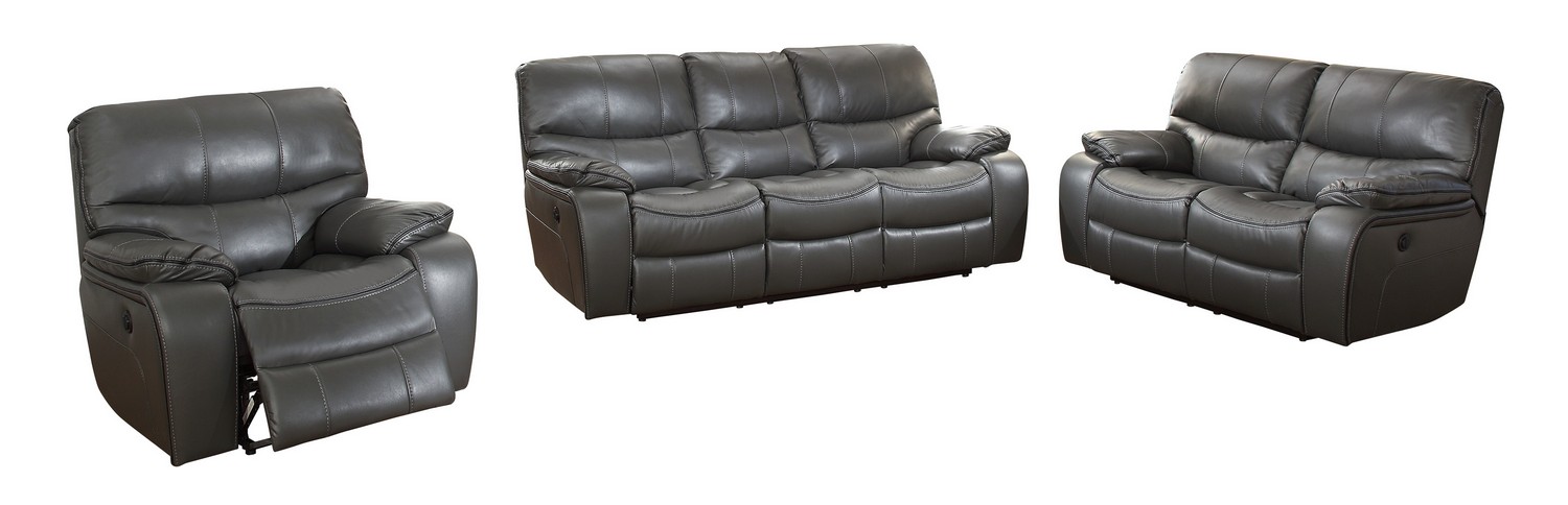 Homelegance Pecos Power Reclining Sofa Set - Leather Gel Match - Grey
