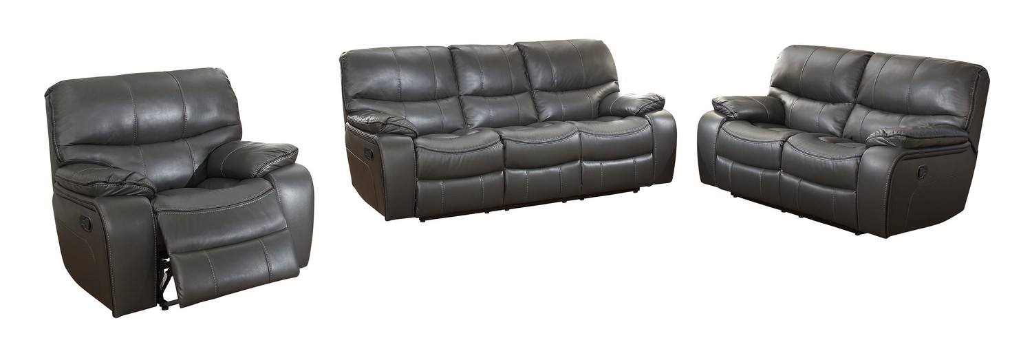 Homelegance Pecos Reclining Sofa Set - Leather Gel Match - Grey