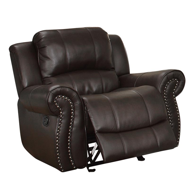Homelegance Annapolis Glider Reclining Chair - Leather Gel Match - Dark Brown
