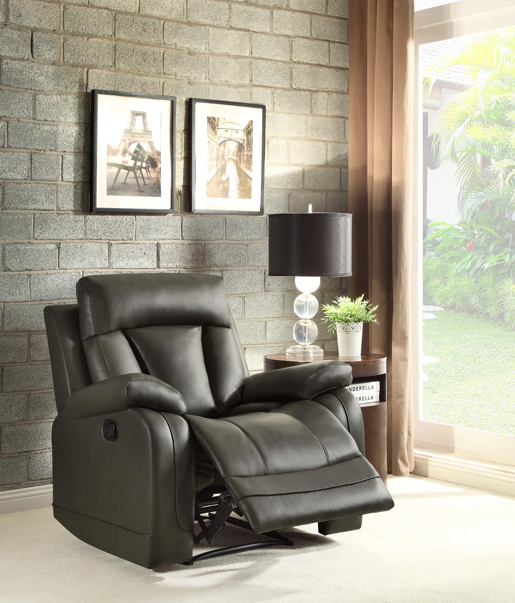 Homelegance Ackerman Reclining Chair - Grey Bonded Leather Match