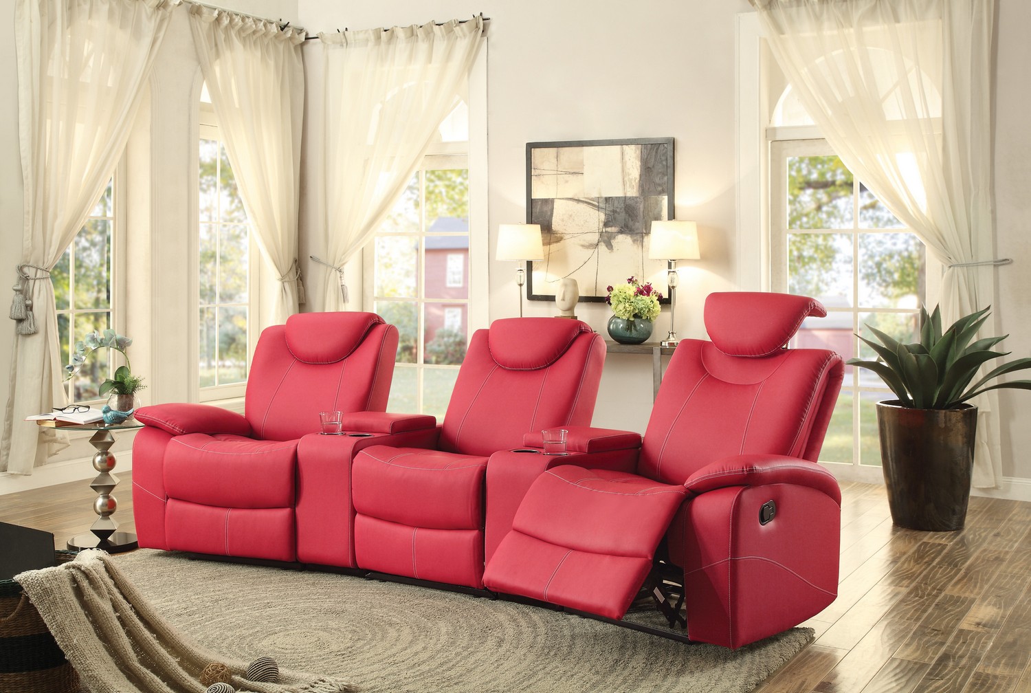 Homelegance Talbot Reclining Theater Seating - Bonded Leather Match - Red
