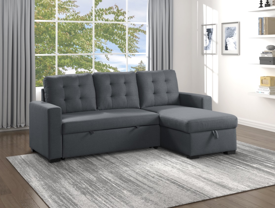 Homelegance Cornish 2-Piece Reversible Sectional with Pull-out Bed and Hidden Storage