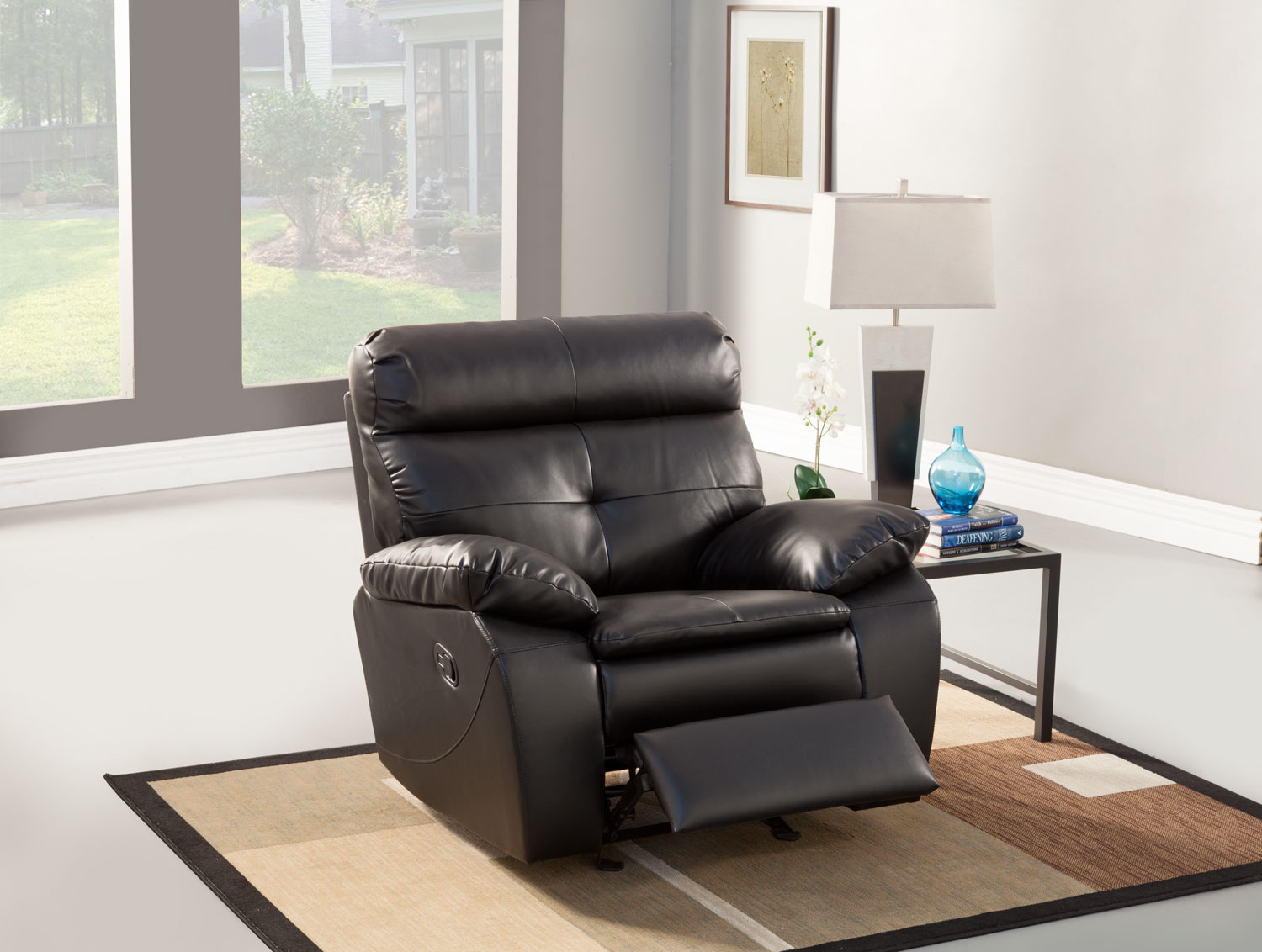 Homelegance Wallace Glider Recliner Chair - Black - Bonded Leather Match