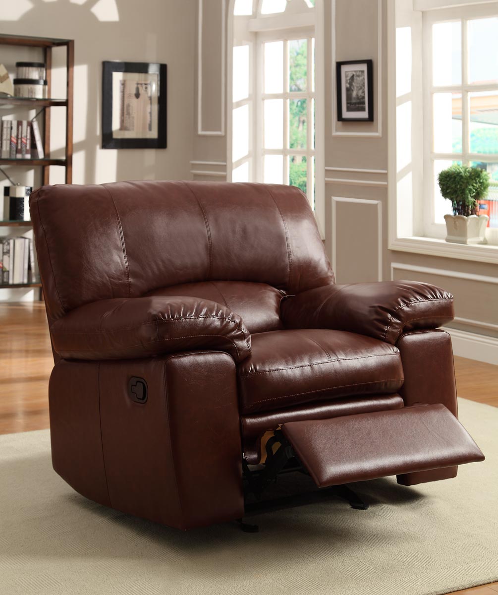 Homelegance Kendrick Glider Recliner Chair - Brown - Bonded Leather Match