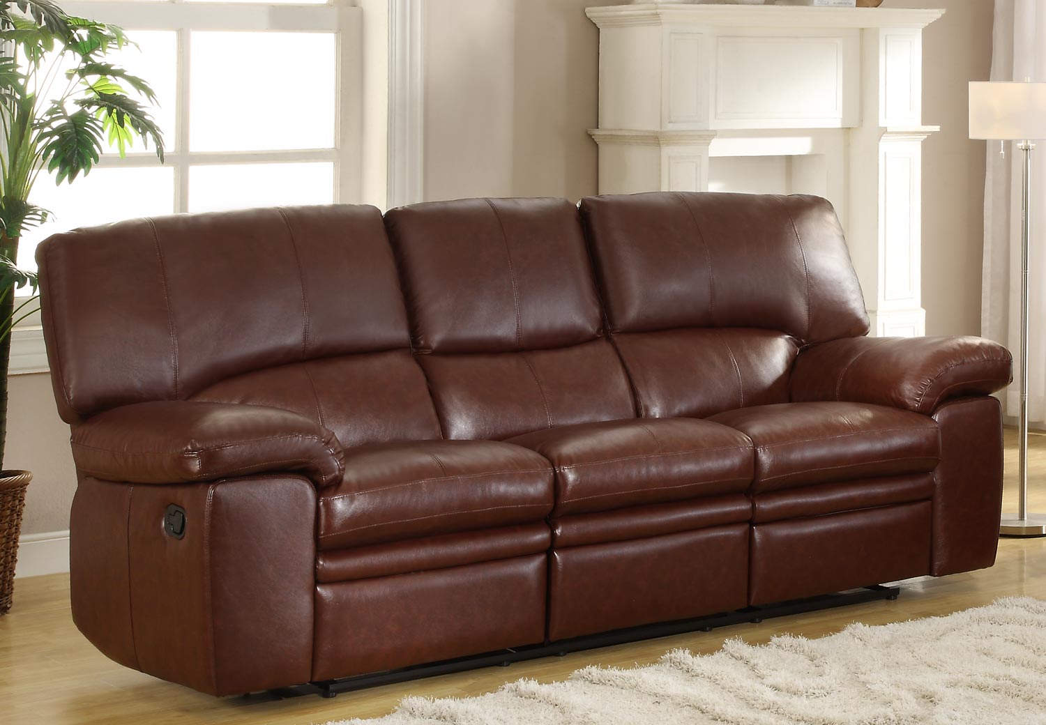 Homelegance Kendrick Double Recliner Sofa - Brown - Bonded Leather ...