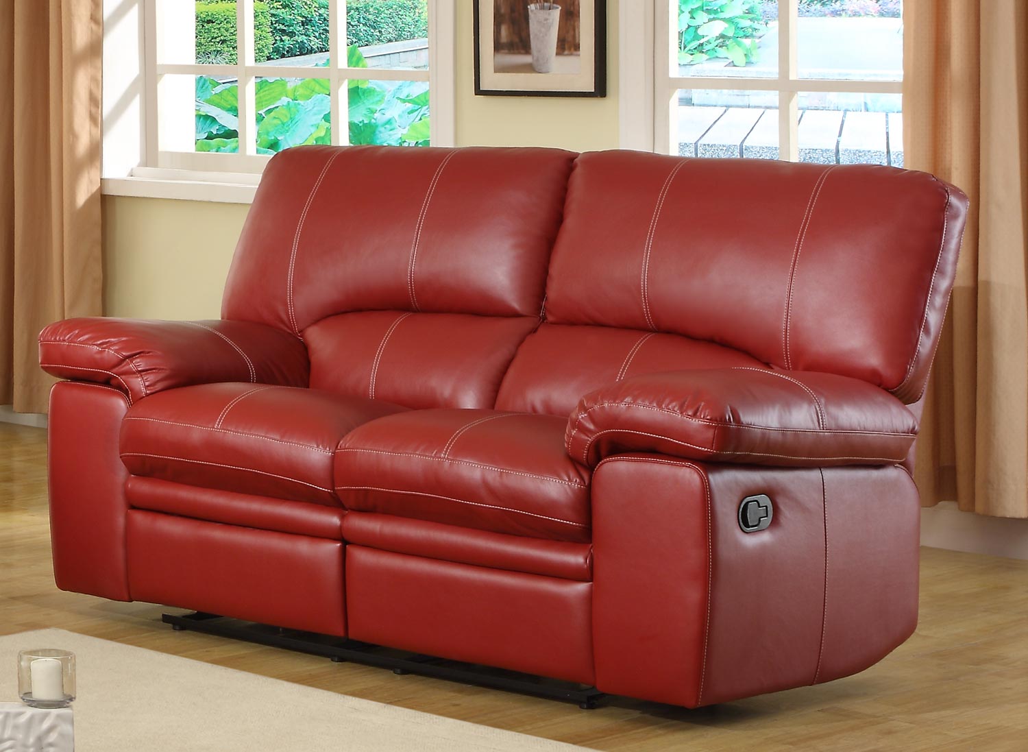 Homelegance Kendrick Double Recliner Love Seat - Red - Bonded Leather Match