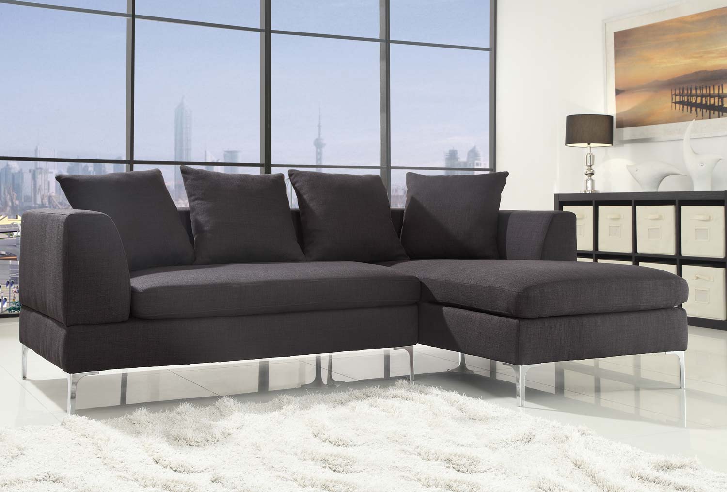 Homelegance Zola Sectional Sofa - Black - Linen-Like Fabric