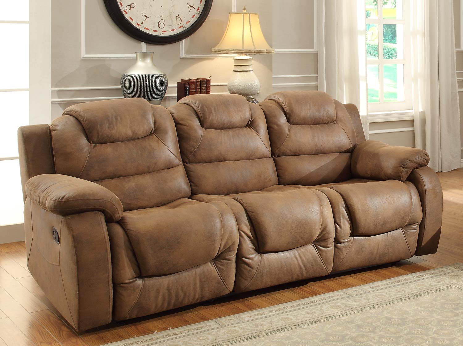 Homelegance Hoyt Double Recliner Sofa Brown Microfiber 96183 at