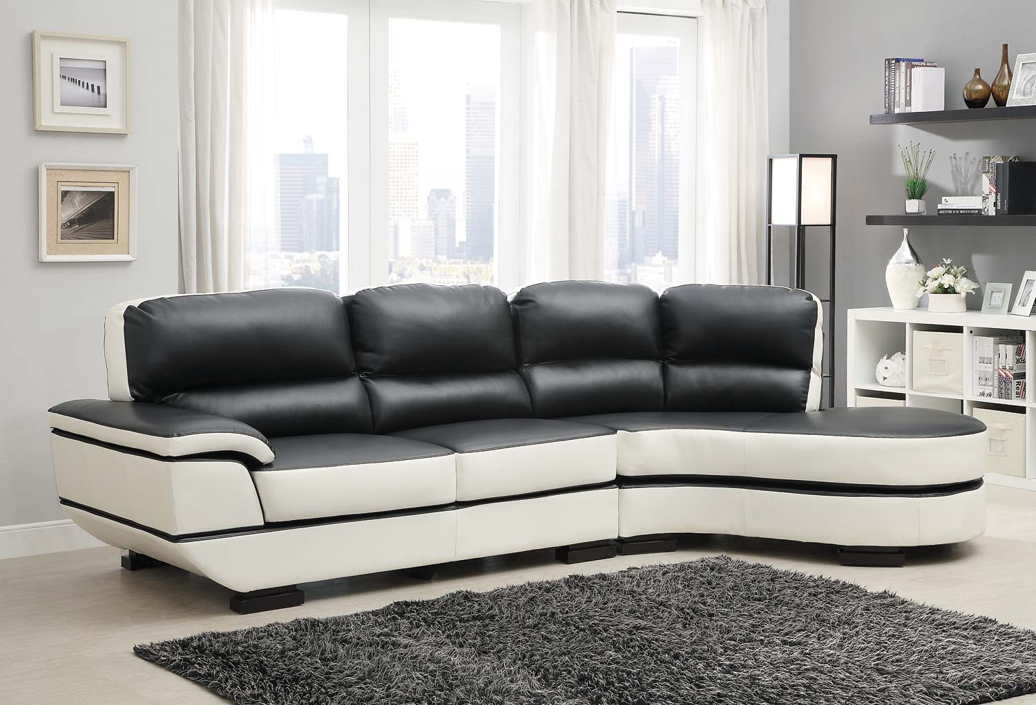 Homelegance Hanlon Sectional Sofa - Chocolate-White - All Bonded Leather