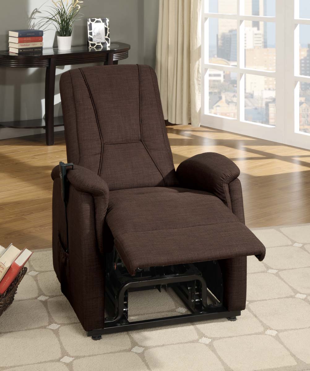 Homelegance Glenson Power Lift Chair - Dark Brown - Linen