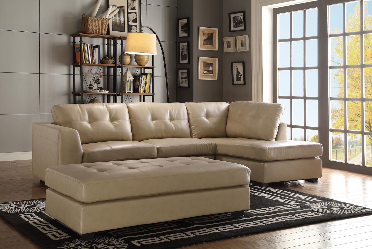 Homelegance Springer Sectional Sofa Set - Taupe - Bonded Leather Match