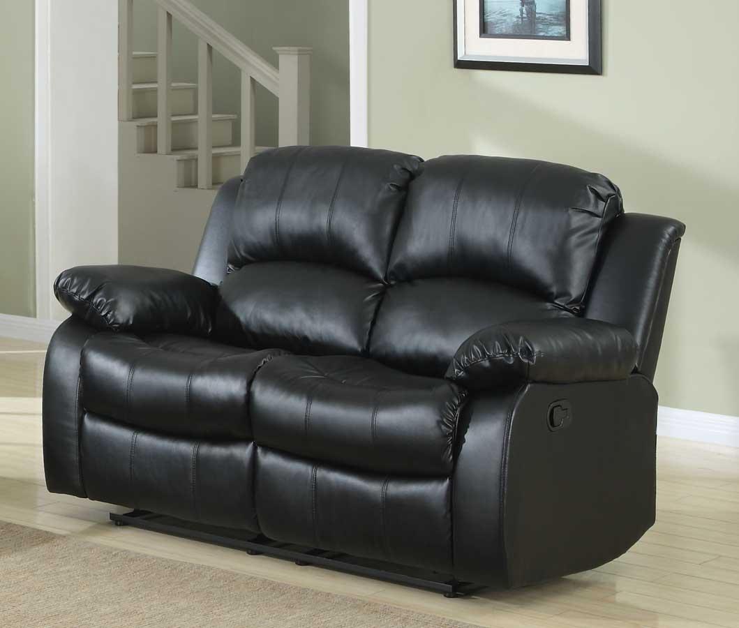 Homelegance Cranley Double Reclining Love Seat - Black Bonded Leather