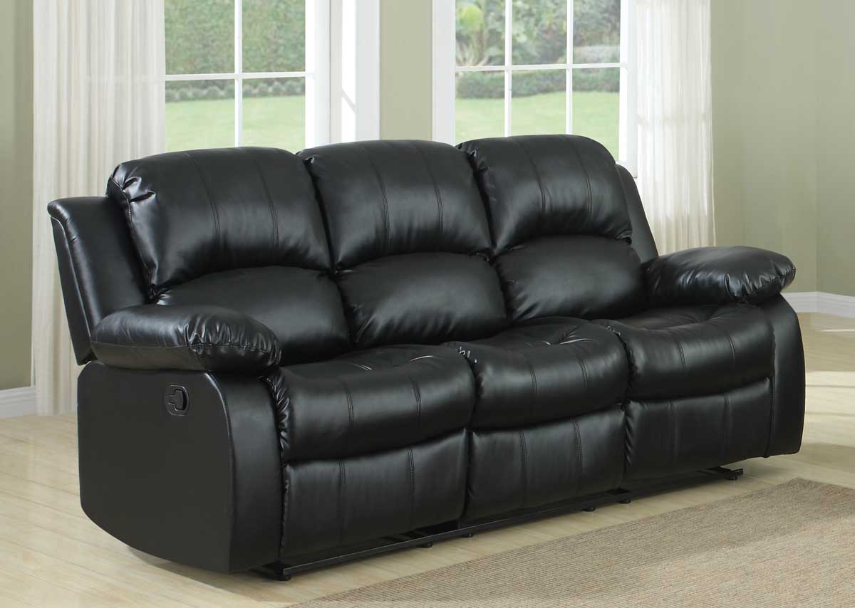 Homelegance Cranley Double Reclining Sofa - Black Bonded Leather