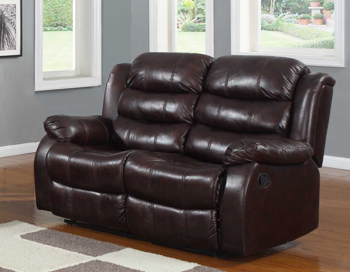 Homelegance Smithee Double Reclining Love Seat - Burgundy Polished Microfiber