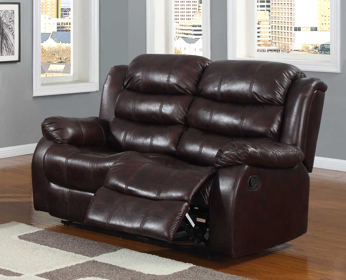 Homelegance Smithee Double Reclining Love Seat - Burgundy Polished Microfiber