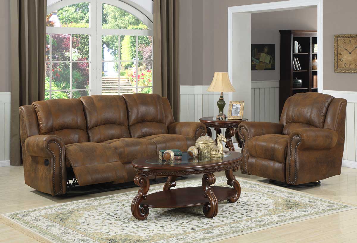 Homelegance Quinn Reclining Sofa Set Bomber Jacket Microfiber U9708BJ