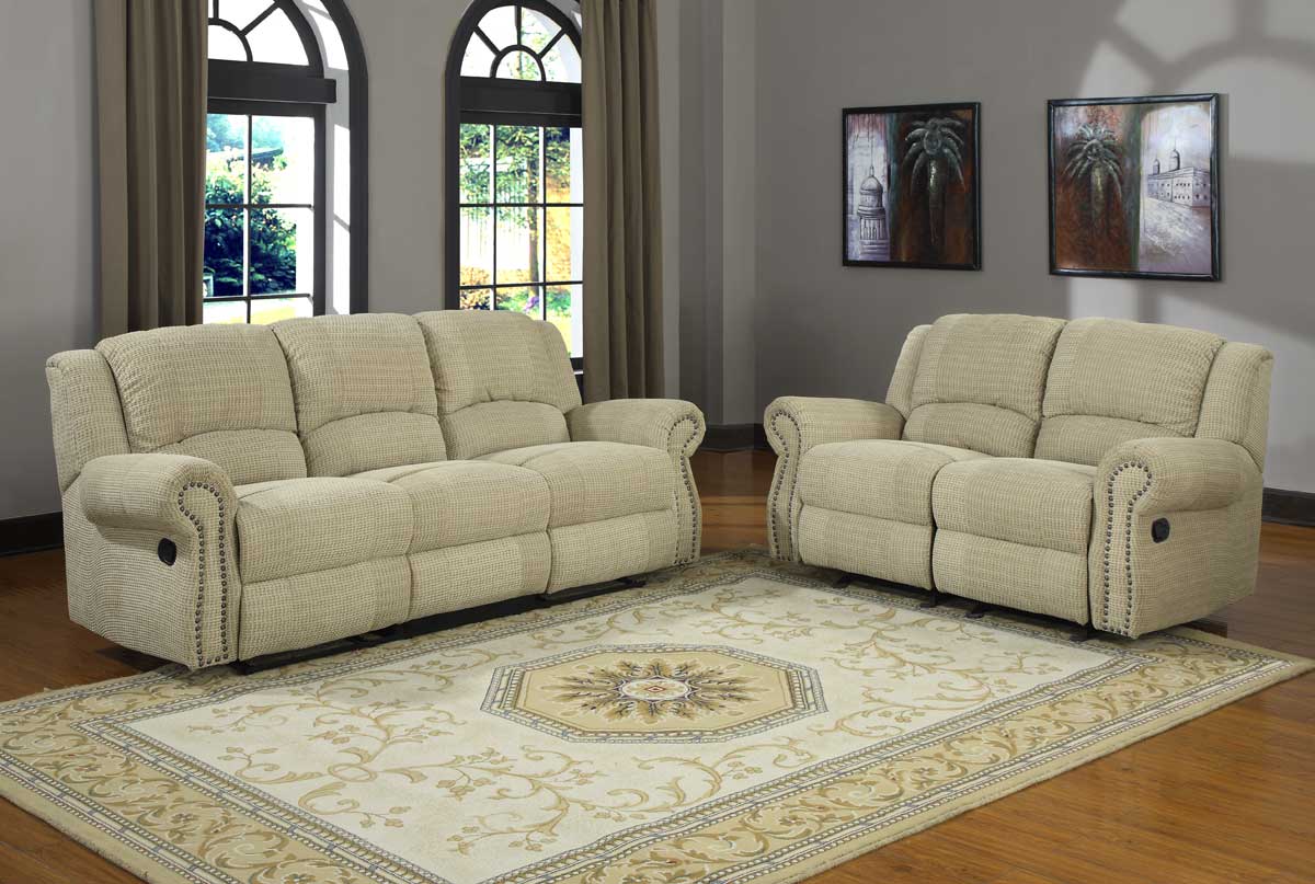 Homelegance Quinn Reclining Sofa Set Olive Beige Chenille U9708CN3