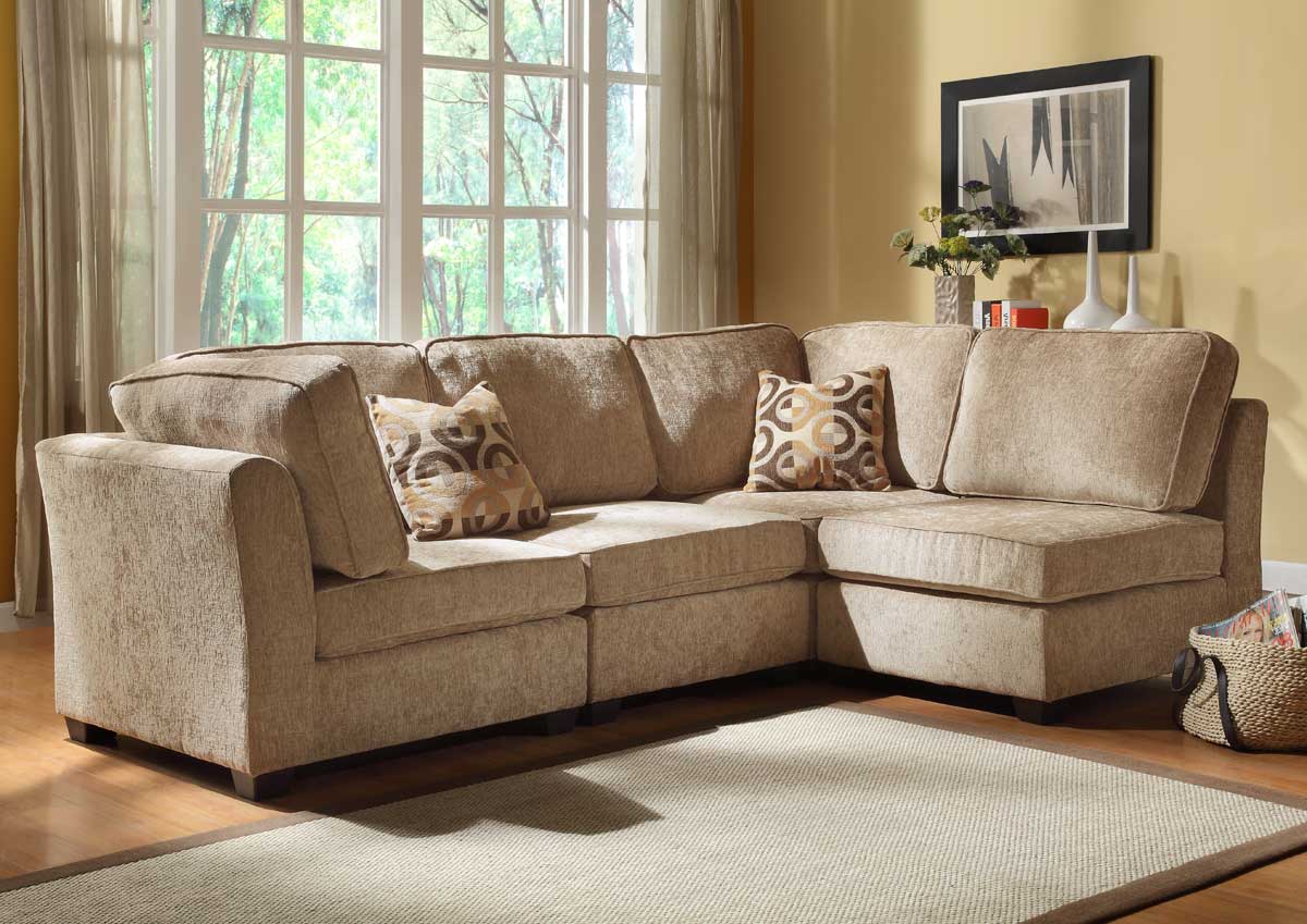 Homelegance Burke Sectional Sofa Set B - Brown Beige Chenille